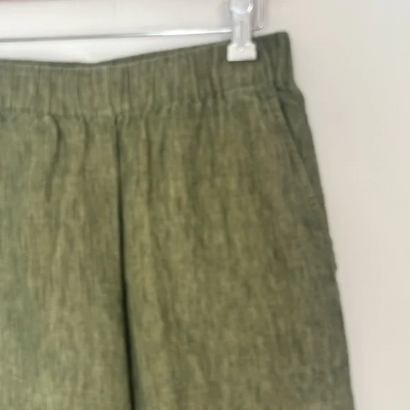Eileen Fisher Green Wide-Leg Capri Pants Organic Cotton XXS-XS w/ Pockets - Picture 4 of 14